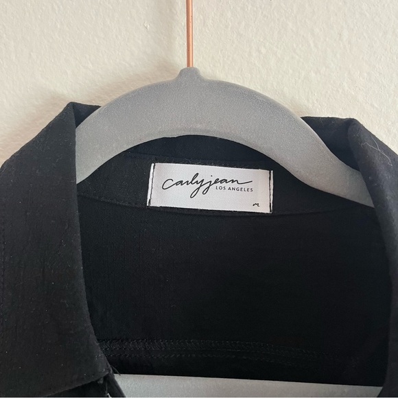 Carly Jean Los Angeles CJLA Casey Button Down Black Blouse Size Medium - Picture 6 of 11